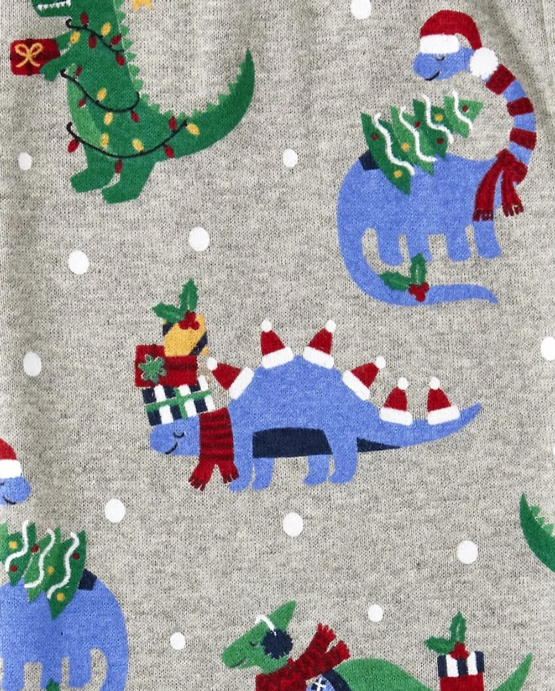Boys Christmas Dino Cotton 2-Piece Pajamas