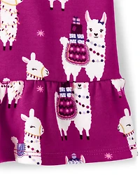 Girls Llama Peplum Top - Little Llamas