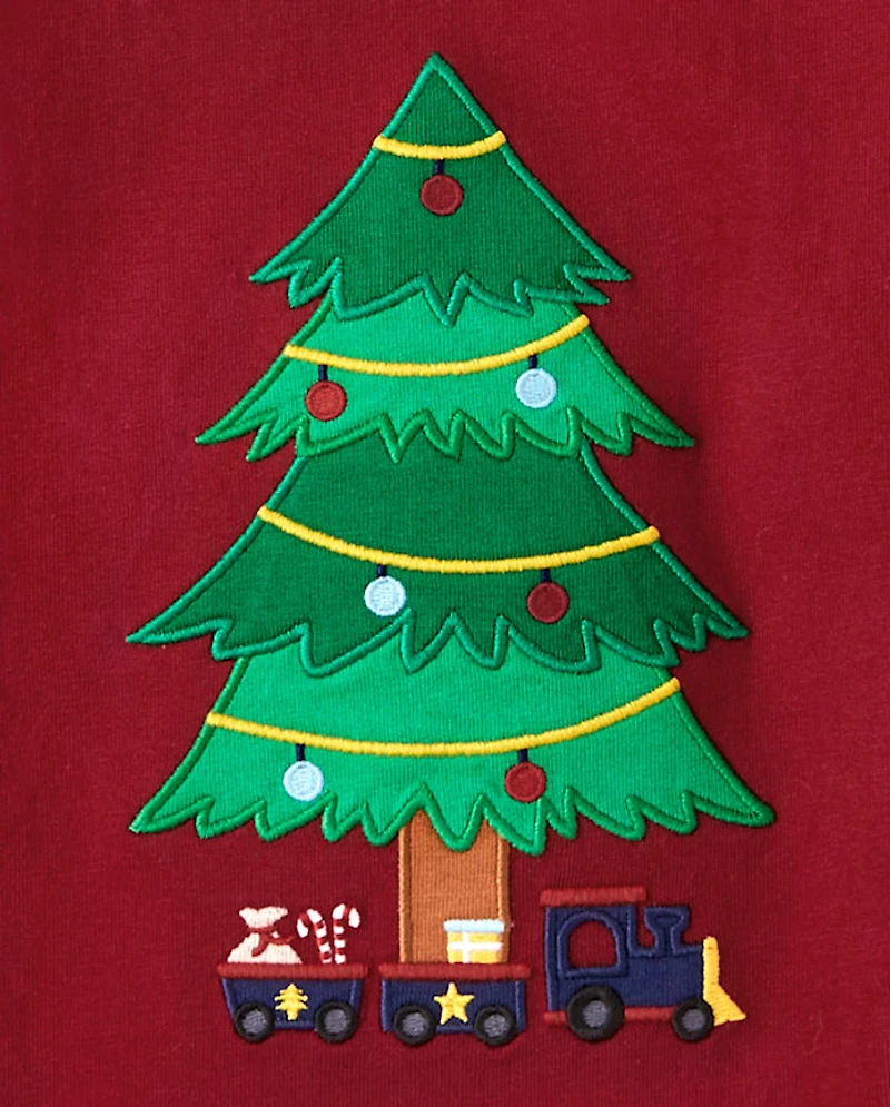 Boys Embroidered Christmas Tree Top - Ho