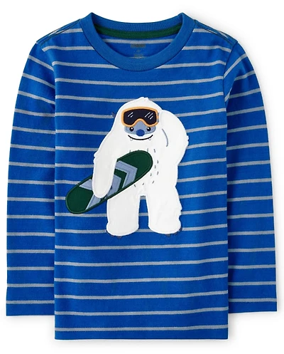 Boys Yeti Striped Top - Polar Party