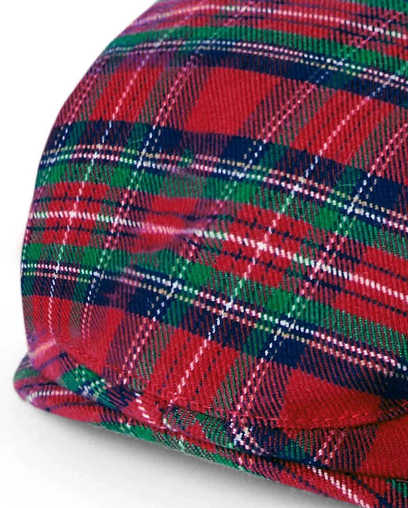 Casquette gavroche à carreaux pour garçon - Fêtes de famille rouge