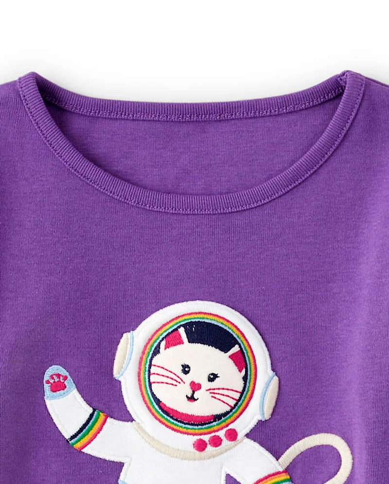 Girls Embroidered Astronaut Top - Comet Club