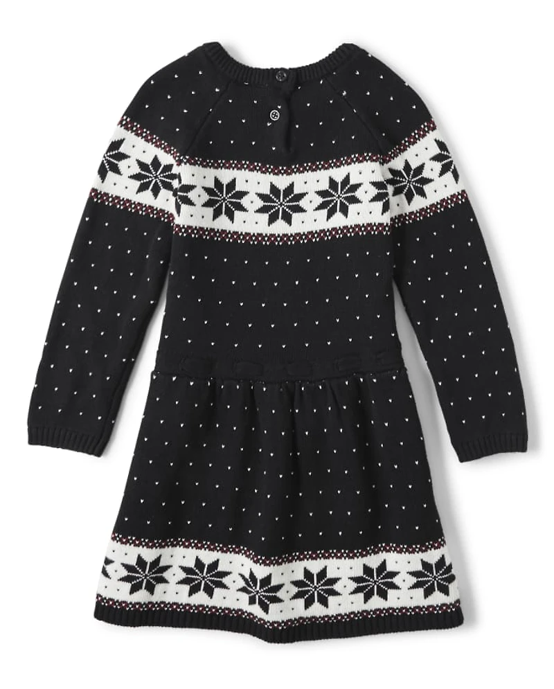 Girls Fairisle Sweater Dress - Reindeer Cheer