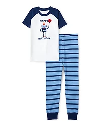 Boys Birthday Robot Snug Fit Cotton Pajamas
