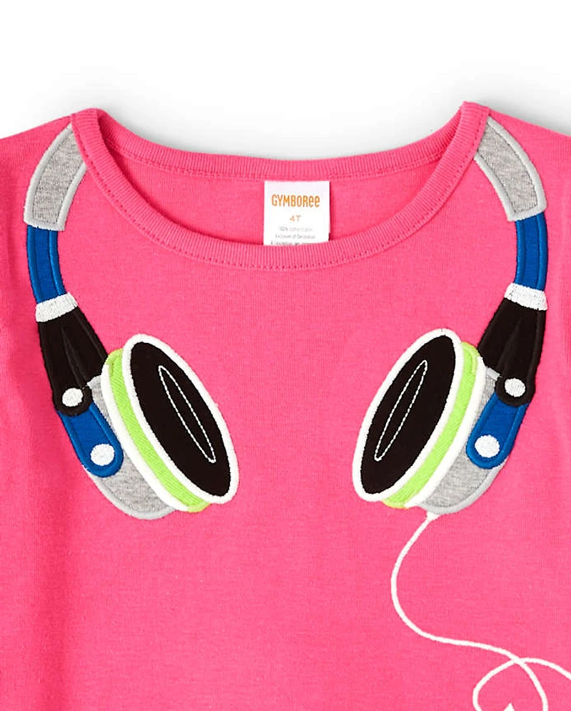 Haut brodé avec casque pour fille - Rock Academy