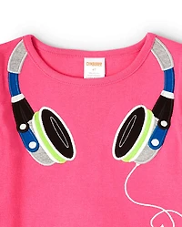 Haut brodé avec casque pour fille - Rock Academy
