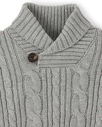 Boys Cable Knit Shawl Sweater