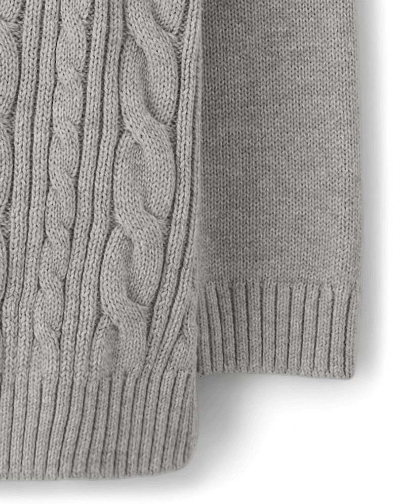 Boys Cable Knit Shawl Sweater - Uniform