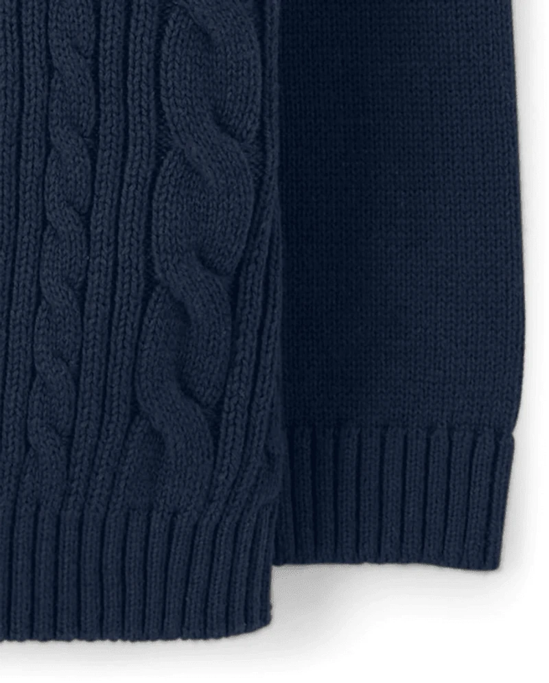 Boys Cable Knit Shawl Sweater - Uniform