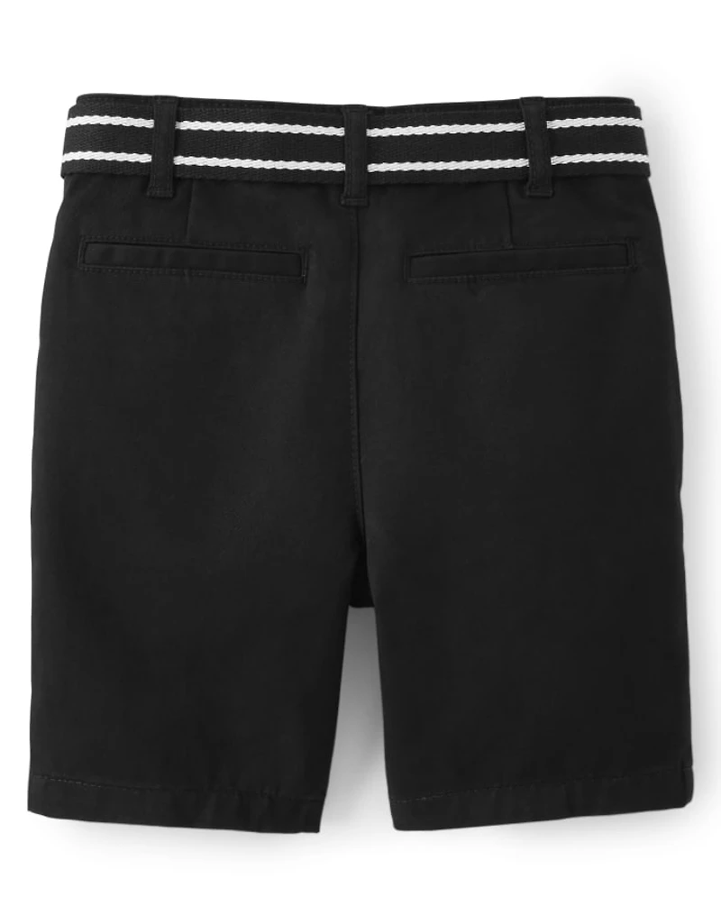 Short chino ceinturé pour garçon avec résistance aux taches et plis - Uniforme