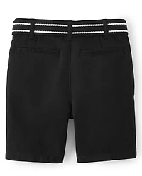 Short chino ceinturé pour garçon avec résistance aux taches et plis - Uniforme
