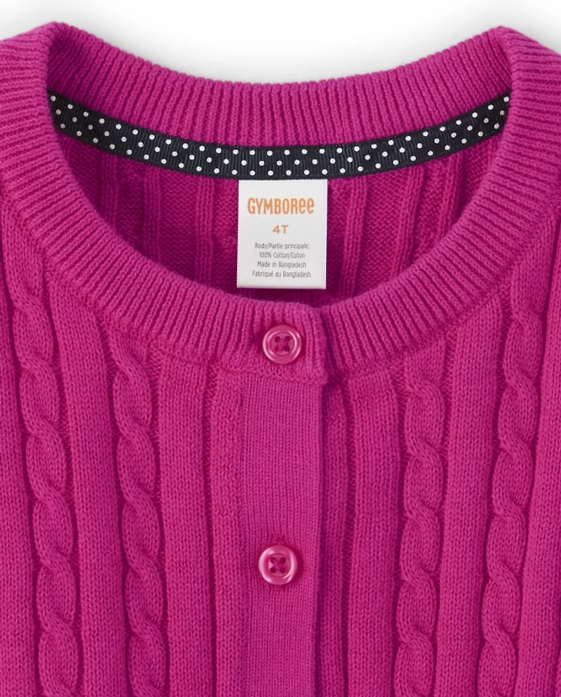Girls Cable Knit Cardigan