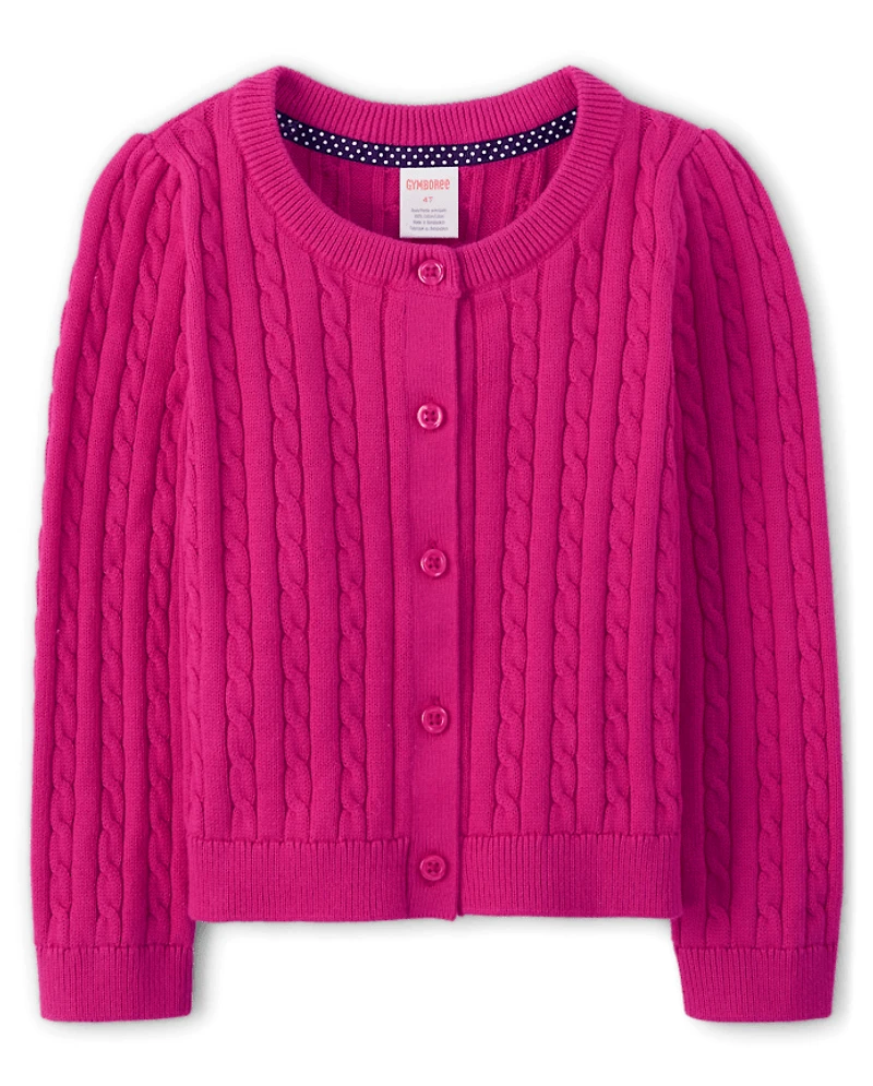 Girls Cable Knit Cardigan - Uniform