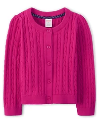 Girls Cable Knit Cardigan - Uniform