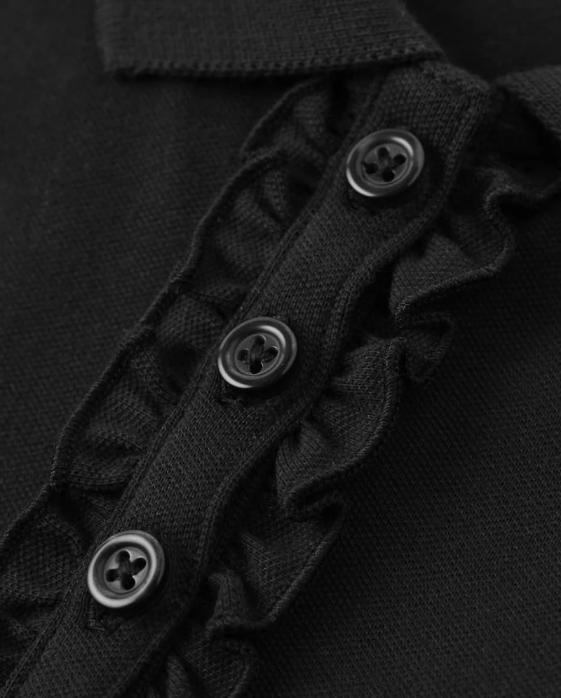 Girls Stain-Resistant Ruffle Polo