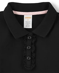 Girls Stain-Resistant Ruffle Polo