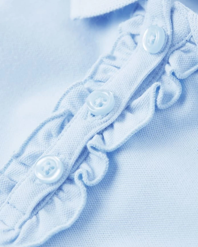 Girls Stain-Resistant Ruffle Polo