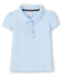Girls Stain-Resistant Ruffle Polo