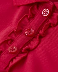 Girls Stain-Resistant Ruffle Polo