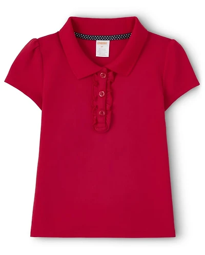 Girls Stain-Resistant Ruffle Polo