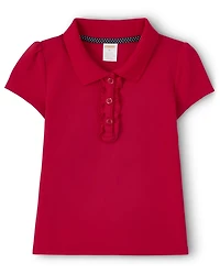 Girls Stain-Resistant Ruffle Polo