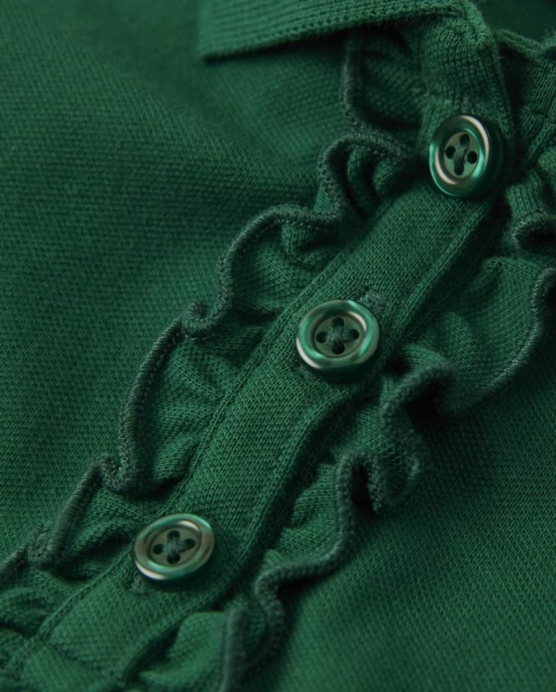 Girls Stain-Resistant Ruffle Polo