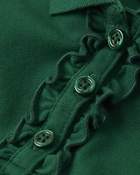 Girls Stain-Resistant Ruffle Polo