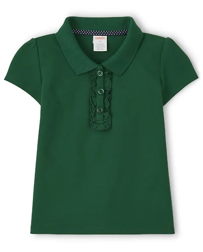 Girls Stain-Resistant Ruffle Polo