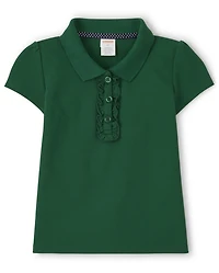 Girls Stain-Resistant Ruffle Polo