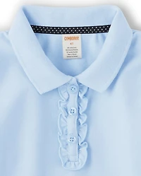 Girls Stain-Resistant Ruffle Polo