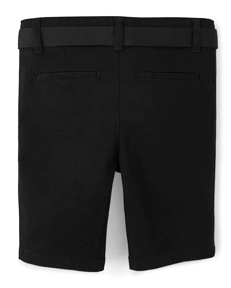 Girls Stain and Wrinkle-Resistant Belted Chino Shorts - Uniform