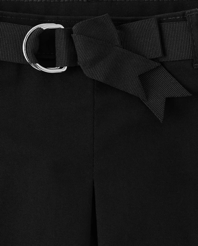 Girls Stain and Wrinkle-Resistant Belted Chino Shorts - Uniform