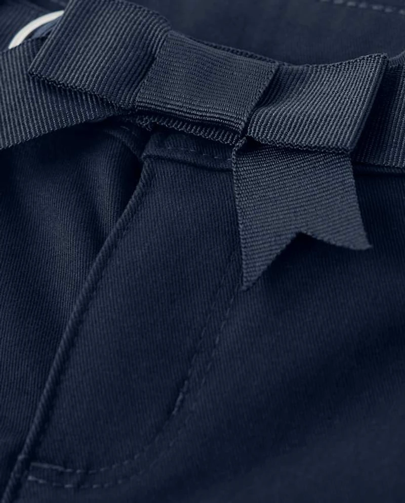 Short chino ceinturé anti-taches et infroissable pour fille - Uniforme