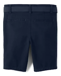Girls Stain and Wrinkle-Resistant Belted Chino Shorts - Uniform