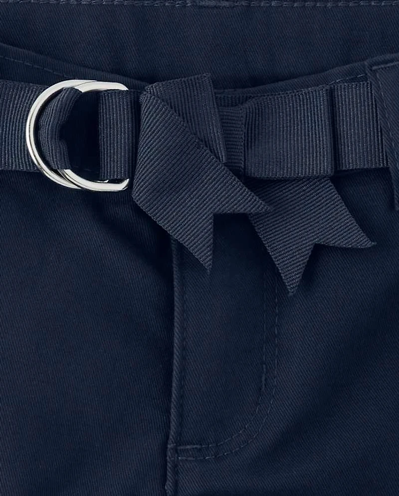 Girls Stain and Wrinkle-Resistant Belted Chino Shorts - Uniform