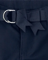 Girls Stain and Wrinkle-Resistant Belted Chino Shorts - Uniform