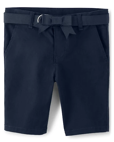 Short chino ceinturé anti-taches et infroissable pour fille - Uniforme