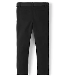 Girls Stain and Wrinkle-Resistant Belted Chino Pants - Uniform