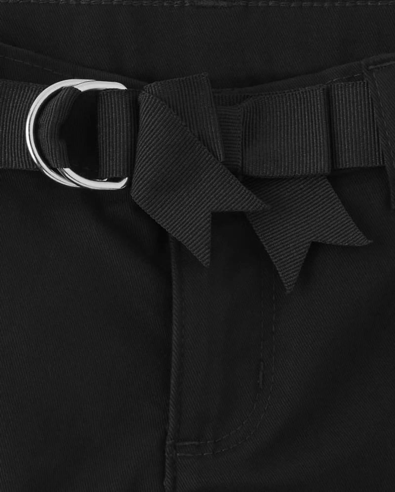Girls Stain and Wrinkle-Resistant Belted Chino Pants - Uniform