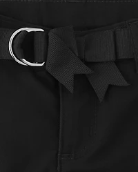 Girls Stain and Wrinkle-Resistant Belted Chino Pants - Uniform