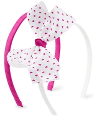 Girls Bow Heart Headband 2-Pack - Uniform