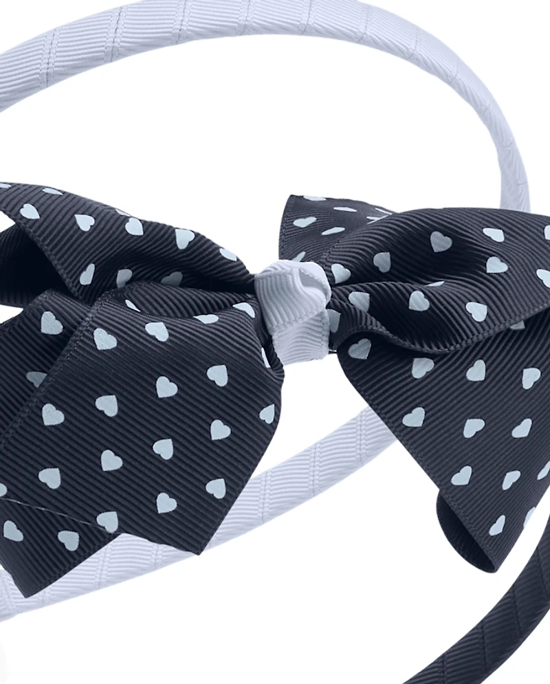 Lot de 2 bandeaux avec nœud et cœur pour filles - Uniforme