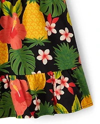Girls Pineapple Ruffle Skort - Punch