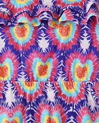 Girls Tie Dye Heart Ruffle Dress - Music Festival
