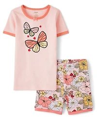 Girls Butterfly Snug Fit Cotton Pajamas - Gymmies