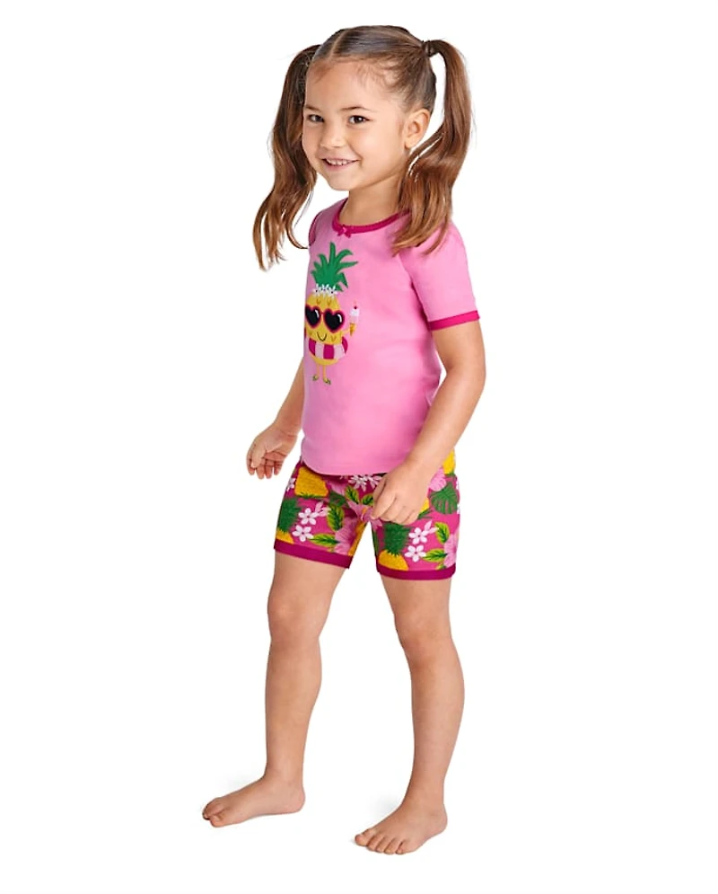 Girls Pineapple Snug Fit Cotton Pajamas - Gymmies