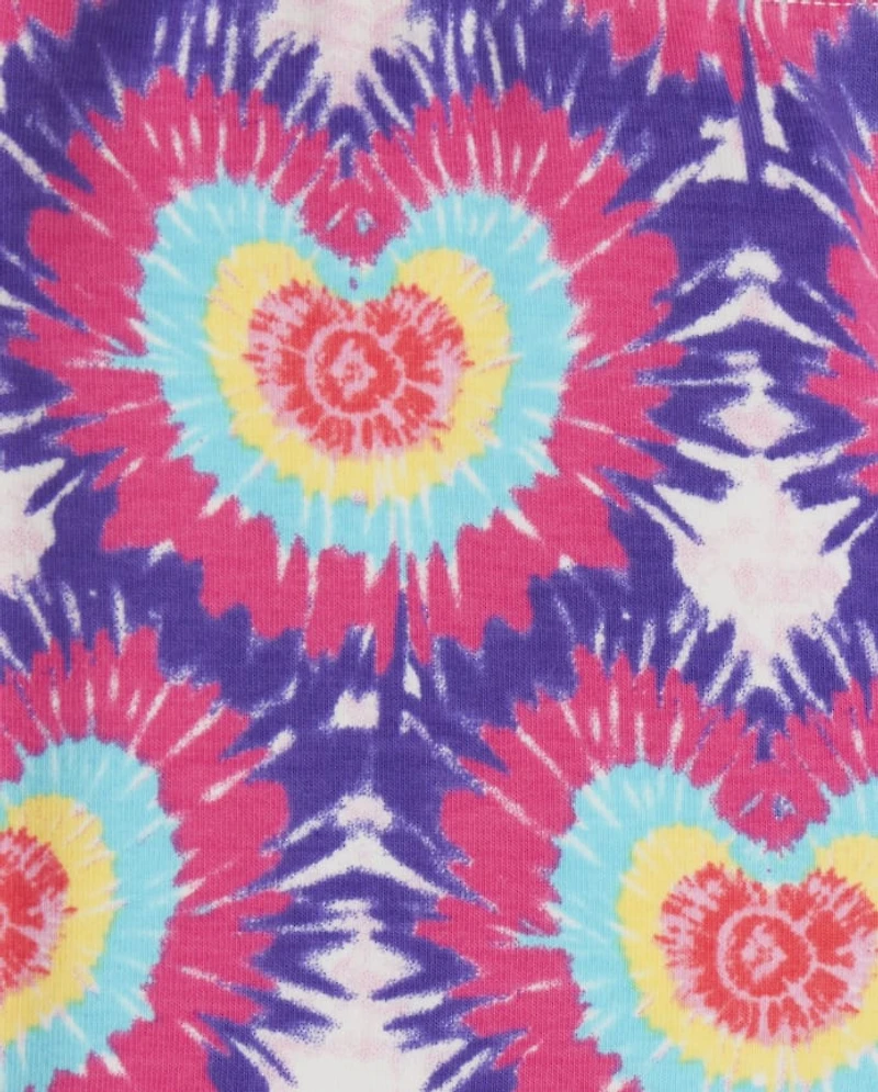 Girls Tie Dye Heart Capri Leggings - Music Festival