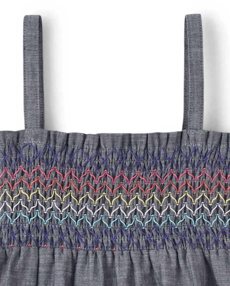 Girls Smocked Tiered Dress - Music Festival