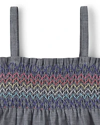 Girls Smocked Tiered Dress - Music Festival