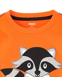 Boys Embroidered Raccoon Mummy Top - Trick or Treat